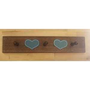 Vintage Wood Peg Hook with Hearts